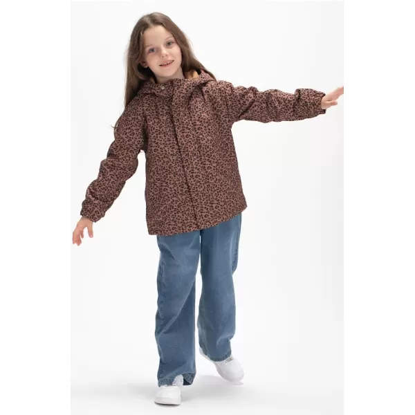 WELAKEN Fleece lined Jackets with WaterResistance Frabic for Kids ampamp Toddler II Girls Rain Jacket ampamp coats Leopard