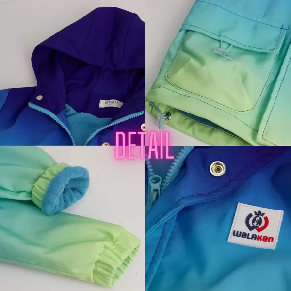 WELAKEN Fleece lined Jackets with WaterResistance Frabic for Kids ampamp Toddler II Girls Rain Jacket ampamp coatsBlue