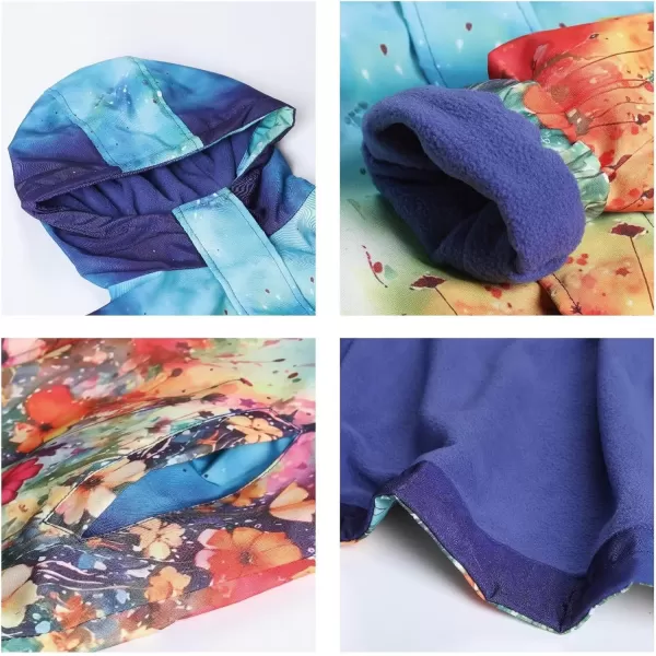 WELAKEN Fleece lined Jackets with WaterResistance Frabic for Kids ampamp Toddler II Girls Rain Jacket ampamp coatsFloral blue