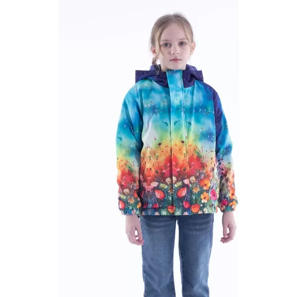 WELAKEN Fleece lined Jackets with WaterResistance Frabic for Kids ampamp Toddler II Girls Rain Jacket ampamp coatsFloral blue