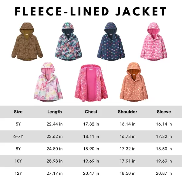 WELAKEN Fleece lined Jackets with WaterResistance Frabic for Kids ampamp Toddler II Girls Rain Jacket ampamp coatsFloral blue