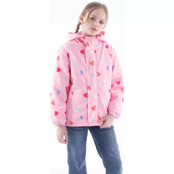 WELAKEN Fleece lined Jackets with WaterResistance Frabic for Kids ampamp Toddler II Girls Rain Jacket ampamp coatsHeart pink