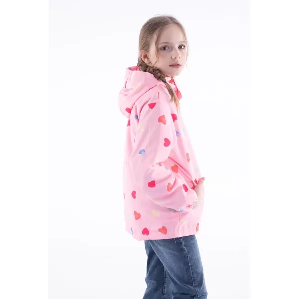 WELAKEN Fleece lined Jackets with WaterResistance Frabic for Kids ampamp Toddler II Girls Rain Jacket ampamp coatsHeart pink