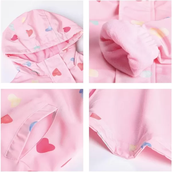 WELAKEN Fleece lined Jackets with WaterResistance Frabic for Kids ampamp Toddler II Girls Rain Jacket ampamp coatsHeart pink