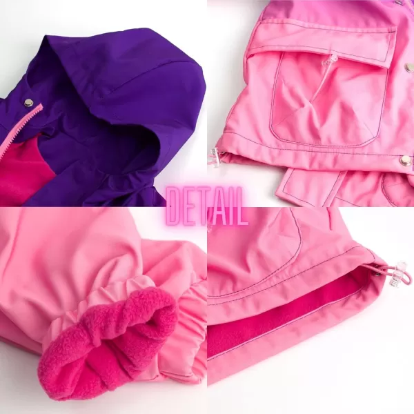 WELAKEN Fleece lined Jackets with WaterResistance Frabic for Kids ampamp Toddler II Girls Rain Jacket ampamp coatsPink