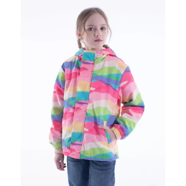WELAKEN Fleece lined Jackets with WaterResistance Frabic for Kids ampamp Toddler II Girls Rain Jacket ampamp coatsRainbow Camouflage
