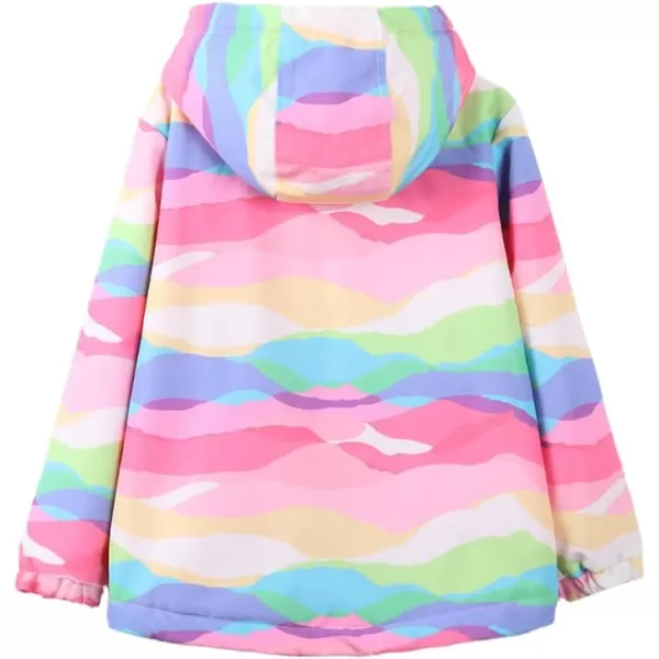 WELAKEN Fleece lined Jackets with WaterResistance Frabic for Kids ampamp Toddler II Girls Rain Jacket ampamp coatsRainbow Camouflage