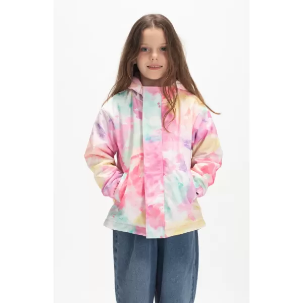 WELAKEN Fleece lined Jackets with WaterResistance Frabic for Kids ampamp Toddler II Girls Rain Jacket ampamp coatsTiedye