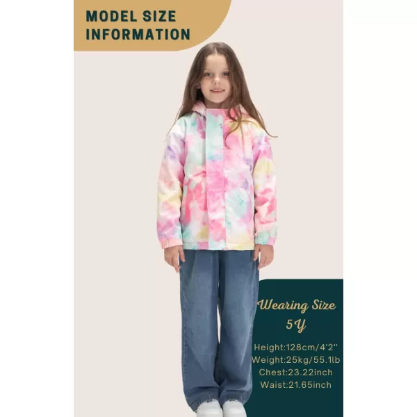 WELAKEN Fleece lined Jackets with WaterResistance Frabic for Kids ampamp Toddler II Girls Rain Jacket ampamp coatsTiedye
