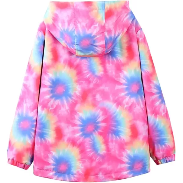 WELAKEN Fleece lined Jackets with WaterResistance Frabic for Kids ampamp Toddler II Girls Rain Jacket ampamp coatsTiedye hot Pink