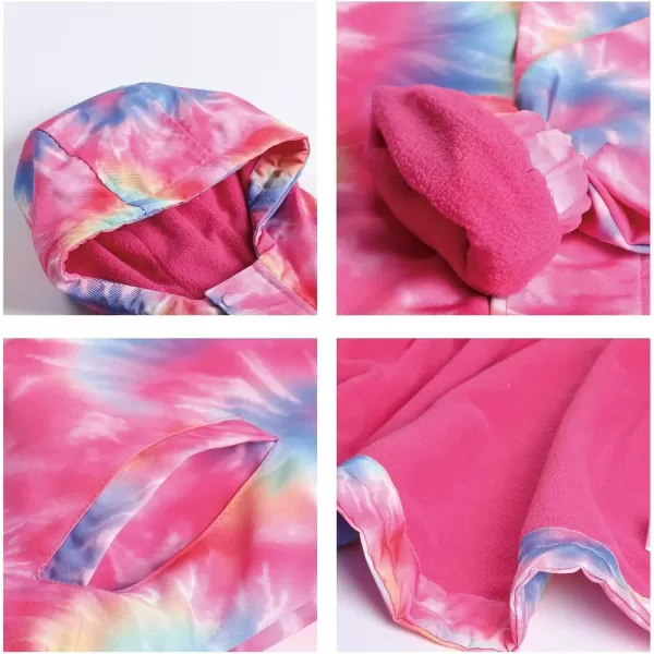 WELAKEN Fleece lined Jackets with WaterResistance Frabic for Kids ampamp Toddler II Girls Rain Jacket ampamp coatsTiedye hot Pink