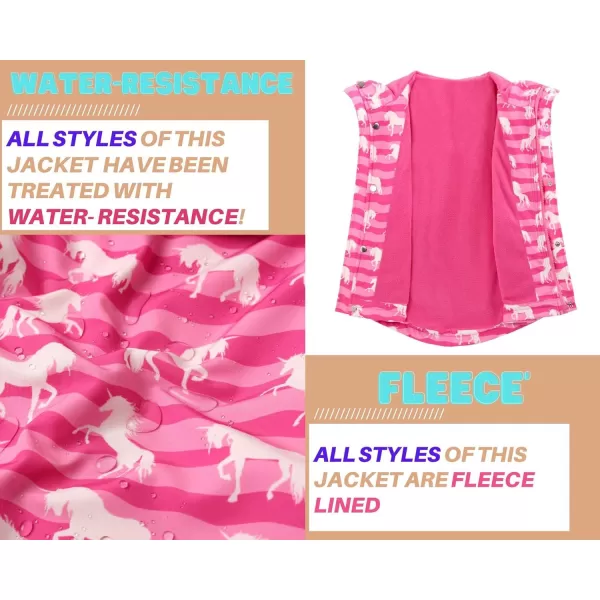 WELAKEN Fleece lined Jackets with WaterResistance Frabic for Kids ampamp Toddler II Girls Rain Jacket ampamp coatsUnicorn