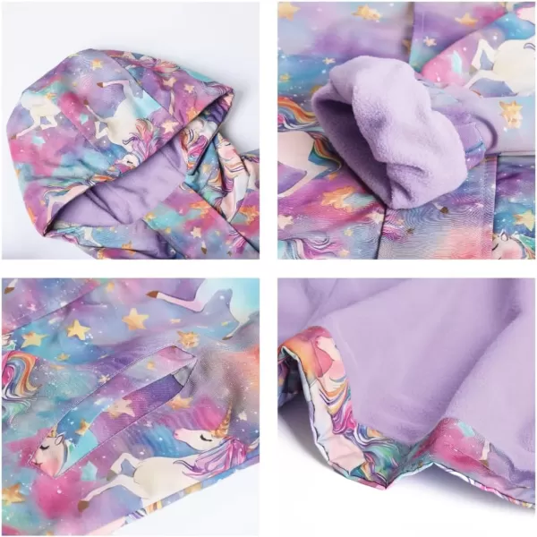 WELAKEN Fleece lined Jackets with WaterResistance Frabic for Kids ampamp Toddler II Girls Rain Jacket ampamp coatsUnicorn purple