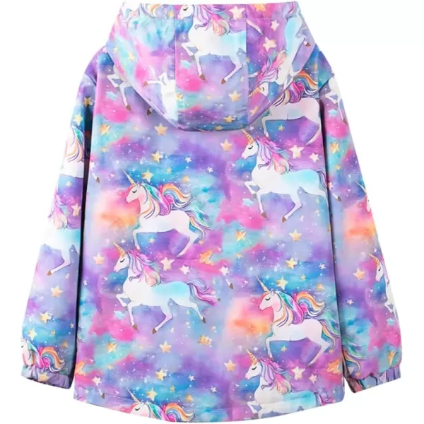 WELAKEN Fleece lined Jackets with WaterResistance Frabic for Kids ampamp Toddler II Girls Rain Jacket ampamp coatsUnicorn purple