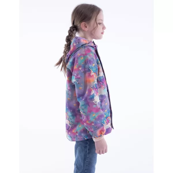 WELAKEN Fleece lined Jackets with WaterResistance Frabic for Kids ampamp Toddler II Girls Rain Jacket ampamp coatsUnicorn purple