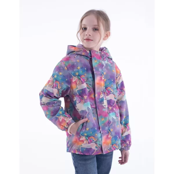 WELAKEN Fleece lined Jackets with WaterResistance Frabic for Kids ampamp Toddler II Girls Rain Jacket ampamp coatsUnicorn purple