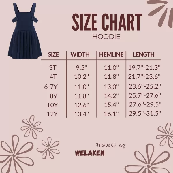 WELAKEN Girls and Toddlers Suspender Pleated SkirtsSchool Uniform Jumper ampamp DressAnavy Blue