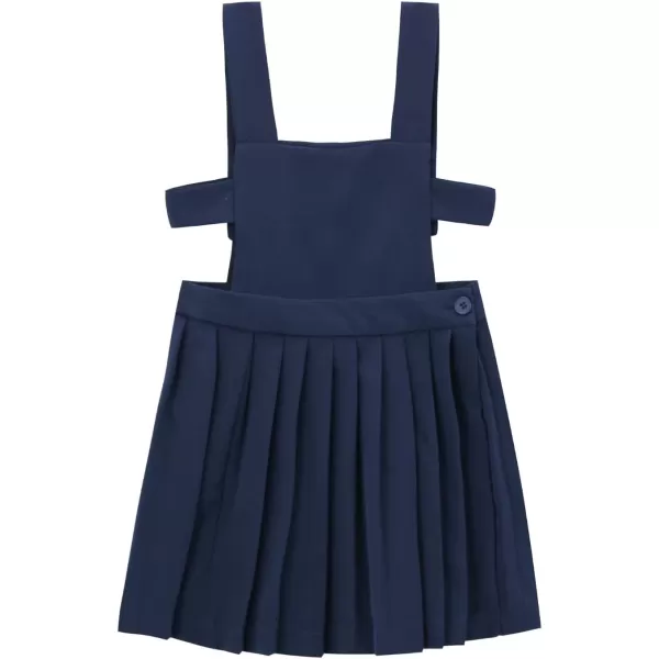 WELAKEN Girls and Toddlers Suspender Pleated SkirtsSchool Uniform Jumper ampamp DressAnavy Blue