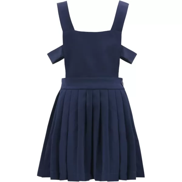 WELAKEN Girls and Toddlers Suspender Pleated SkirtsSchool Uniform Jumper ampamp DressAnavy Blue
