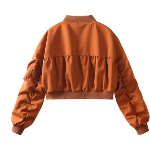 WELAKEN Lightweight Multiple Pockets Zip Up Bomber Jacket for Girls Toddler ampamp Kids II Little Girls Casual Flight Crop Jacket10Y