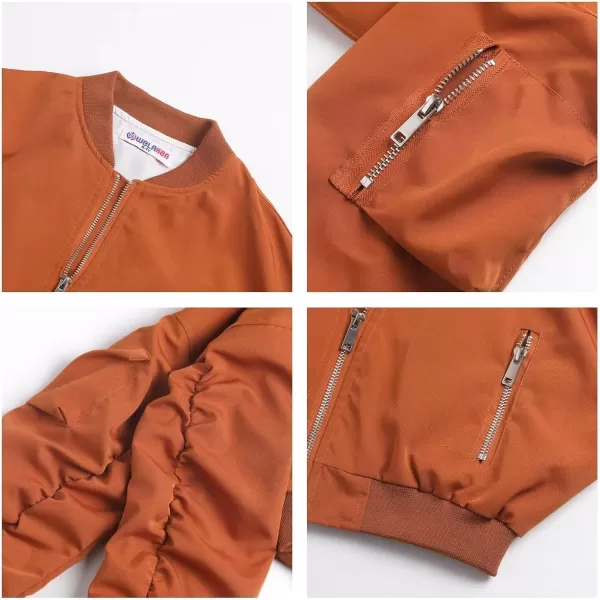 WELAKEN Lightweight Multiple Pockets Zip Up Bomber Jacket for Girls Toddler ampamp Kids II Little Girls Casual Flight Crop Jacket10Y