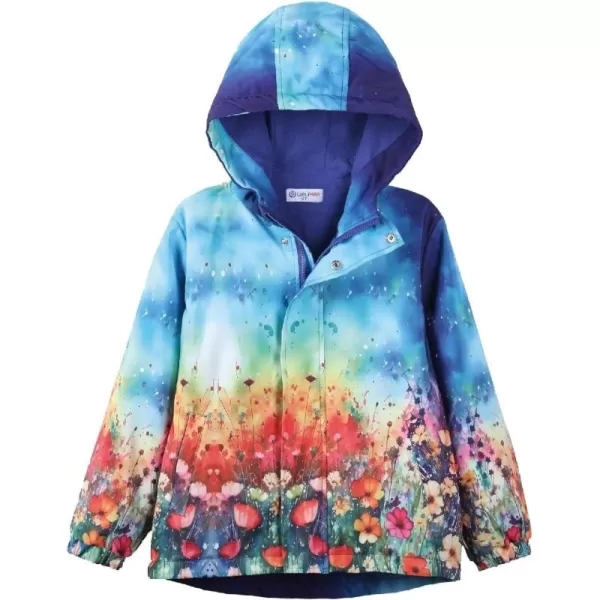 WELAKEN Fleece lined Jackets with WaterResistance Frabic for Kids ampamp Toddler II Girls Rain Jacket ampamp coatsFloral blue