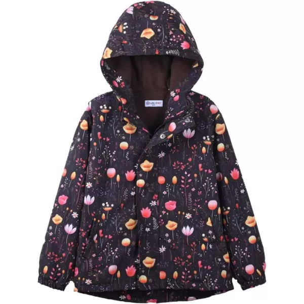 WELAKEN Fleece lined Jackets with WaterResistance Frabic for Kids ampamp Toddler II Girls Rain Jacket ampamp coatsFloral brown