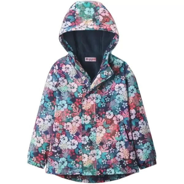 WELAKEN Fleece lined Jackets with WaterResistance Frabic for Kids ampamp Toddler II Girls Rain Jacket ampamp coatsFlower