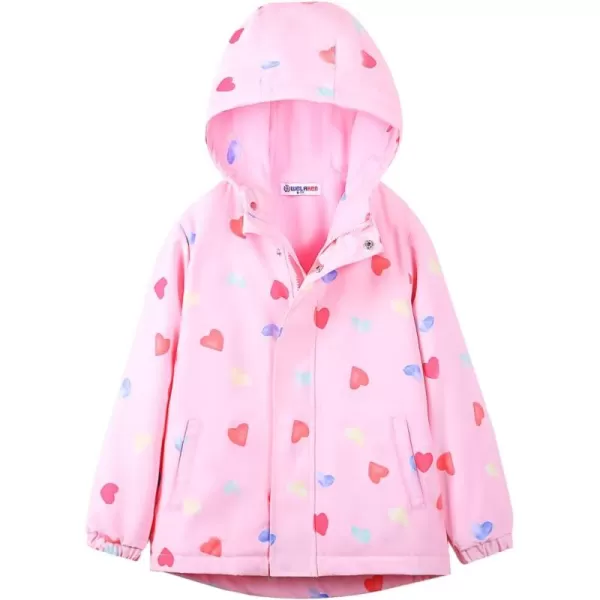 WELAKEN Fleece lined Jackets with WaterResistance Frabic for Kids ampamp Toddler II Girls Rain Jacket ampamp coatsHeart pink