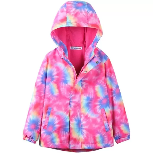 WELAKEN Fleece lined Jackets with WaterResistance Frabic for Kids ampamp Toddler II Girls Rain Jacket ampamp coatsTiedye hot Pink