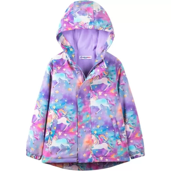 WELAKEN Fleece lined Jackets with WaterResistance Frabic for Kids ampamp Toddler II Girls Rain Jacket ampamp coatsUnicorn purple