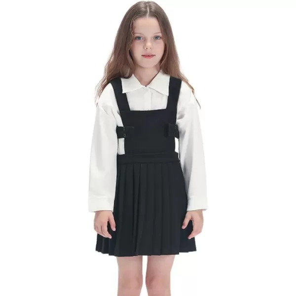 WELAKEN Girls and Toddlers Suspender Pleated SkirtsSchool Uniform Jumper ampamp DressBlack