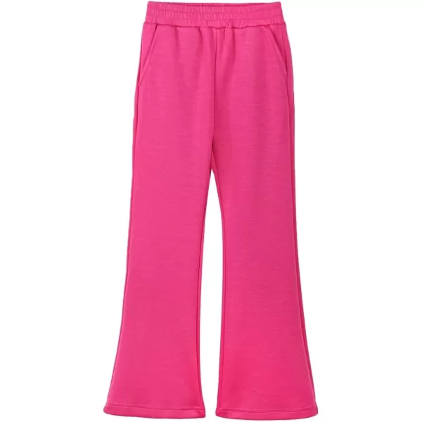 WELAKEN Girls Flare Sweatpants Elastic Waist Bootcut Casual Jogger Pants with PocketsHot Pink