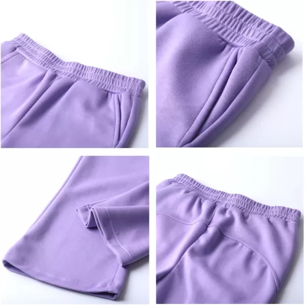 WELAKEN Girls Flare Sweatpants Elastic Waist Bootcut Casual Jogger Pants with PocketsPurple