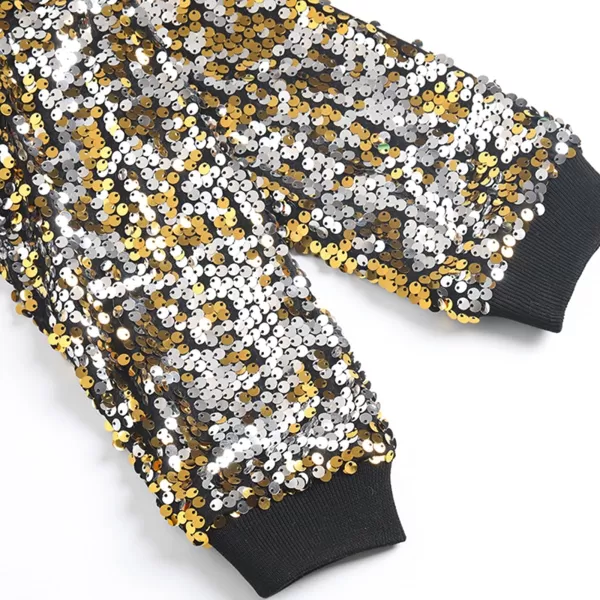 WELAKEN Girls Sequin Sweatshirt Kids Sparkle Crewneck Long Sleeve Casual Pullover TopsGlimmering Gold  Silver