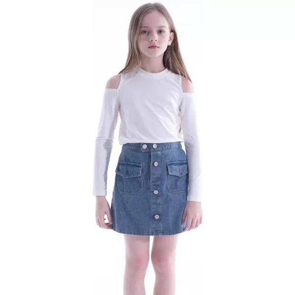 WELAKEN Jean Skirt for Girls Toddler ampamp Kids II Girls Elastic Waist A Line Mini Denim SkirtsBlue pencil