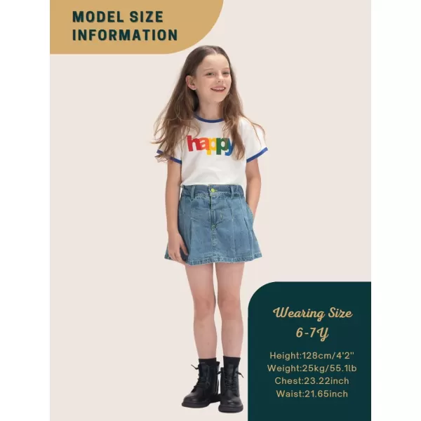 WELAKEN Jean Skirt for Girls Toddler ampamp Kids II Girls Elastic Waist A Line Mini Denim SkirtsBlue pleated