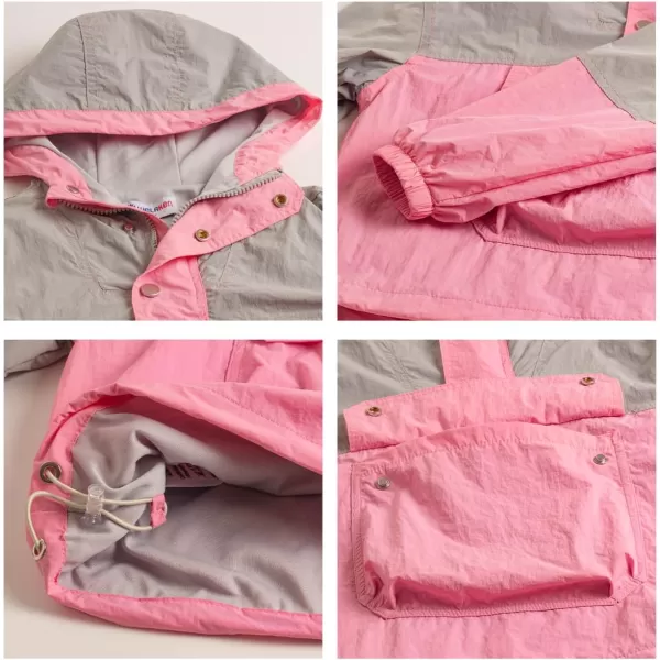 WELAKEN Lightweight Jacket for Girls Kids ampamp Toddler II Girls Print WaterResistant JacketPeach grey