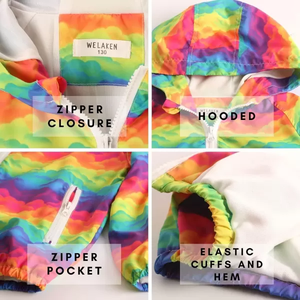 WELAKEN Lightweight Jacket for Girls Kids ampamp Toddler II Girls Print WaterResistant JacketRainbow Clouds