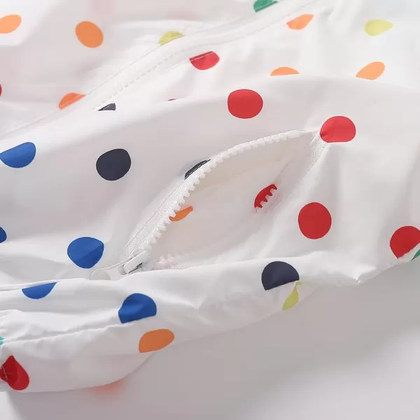 WELAKEN Lightweight Jacket for Girls Kids ampamp Toddler II Girls Print WaterResistant JacketWhite Dot
