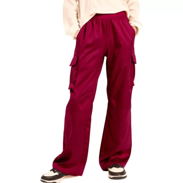Lightweight Silky Jogger Pants for Girls Kids ampamp Toddler Warm Weather Cargo Loose High Waisted PantsRed