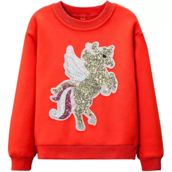 WELAKEN Girls Sweatshirts Long Sleeve Pullover Crewneck Tops ShirtsFleecered