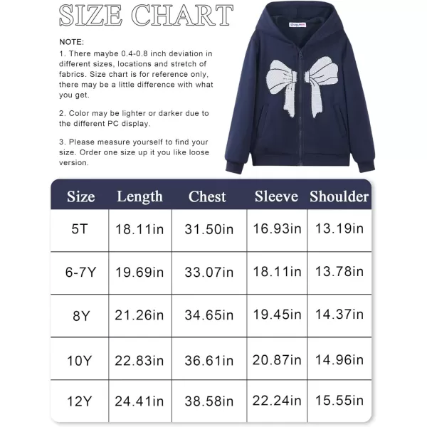 WELAKEN Girls Zip Up Hoodie Sweatshirt with Pockets Long Sleeve Jacket OutfitsNavy Blue