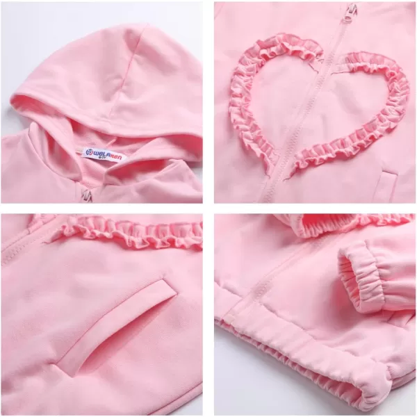 WELAKEN Girls Zip Up Hoodie Sweatshirt with Pockets Long Sleeve Jacket OutfitsPink