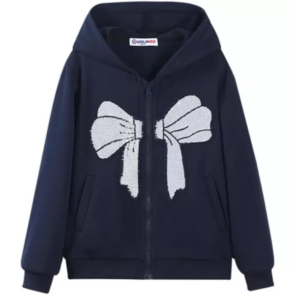 WELAKEN Girls Zip Up Hoodie Sweatshirt with Pockets Long Sleeve Jacket OutfitsNavy Blue