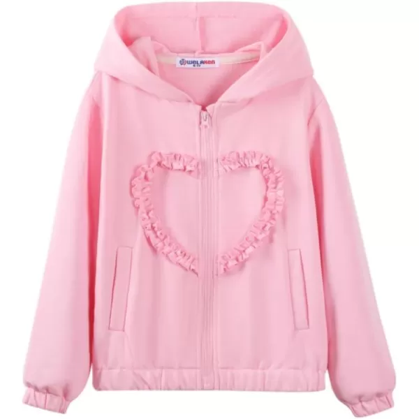 WELAKEN Girls Zip Up Hoodie Sweatshirt with Pockets Long Sleeve Jacket OutfitsPink