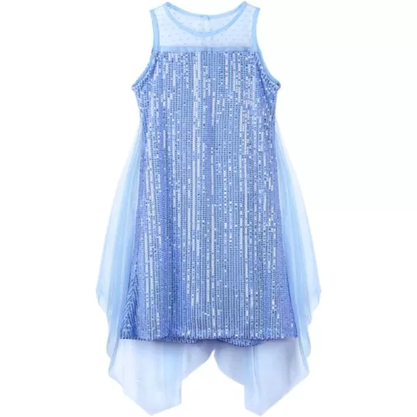 Girl Sequin Dress Kids Sparkle Sleeveless Tulle Party Prom Mesh DressBlue