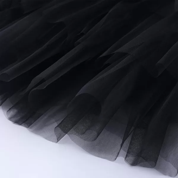 Girls Layered Tutu Skirts Elastic Waist Tulle HighLow Skorts Dance Party OutfitsBlack