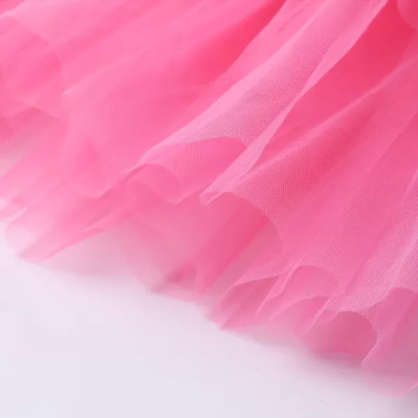 Girls Layered Tutu Skirts Elastic Waist Tulle HighLow Skorts Dance Party OutfitsHot Pink