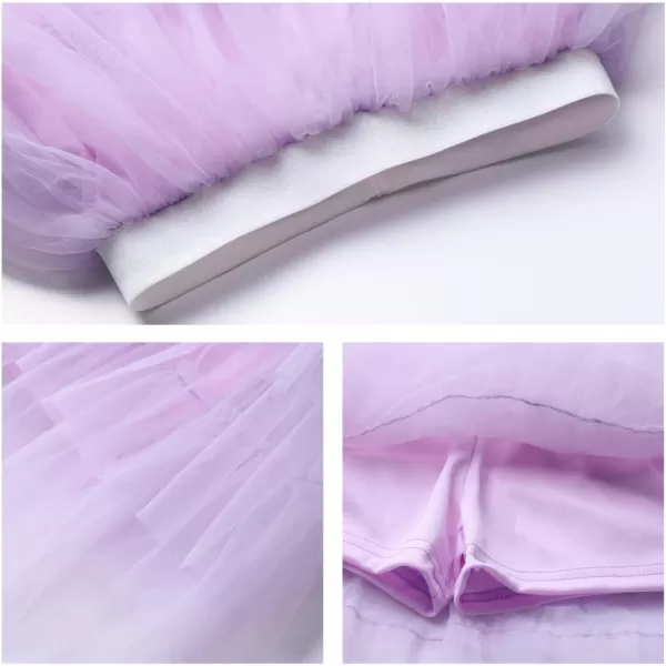 Girls Layered Tutu Skirts Elastic Waist Tulle HighLow Skorts Dance Party OutfitsPurple